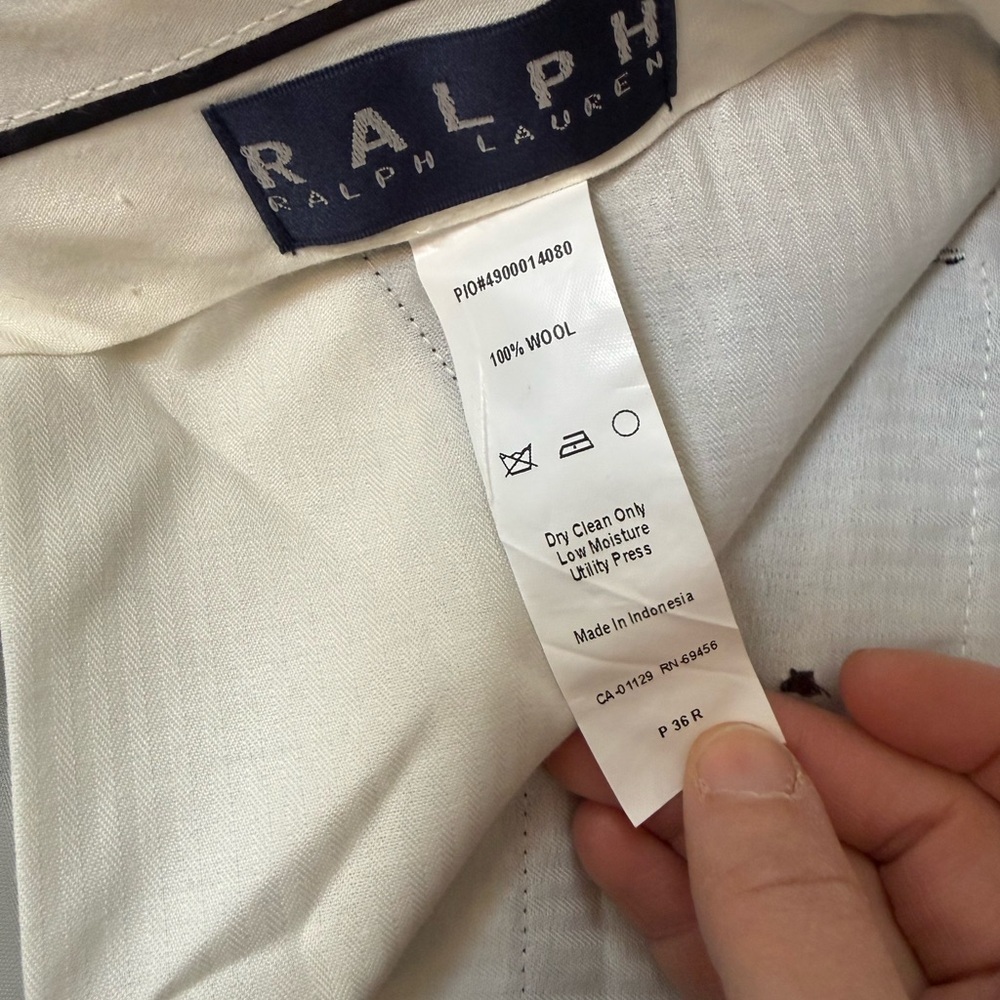 Ralph Lauren 100% Wool Dress Pants Navy Pleated 36R - Picture 4 of 4
